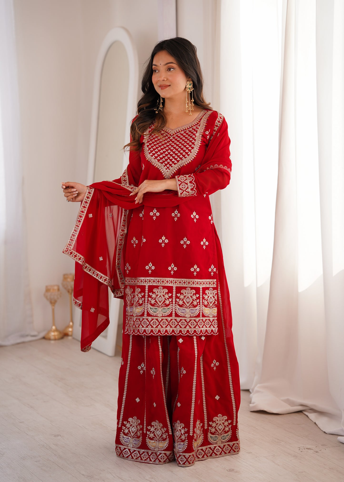 Designer Fox Georgette Sharara Suit Set For Women