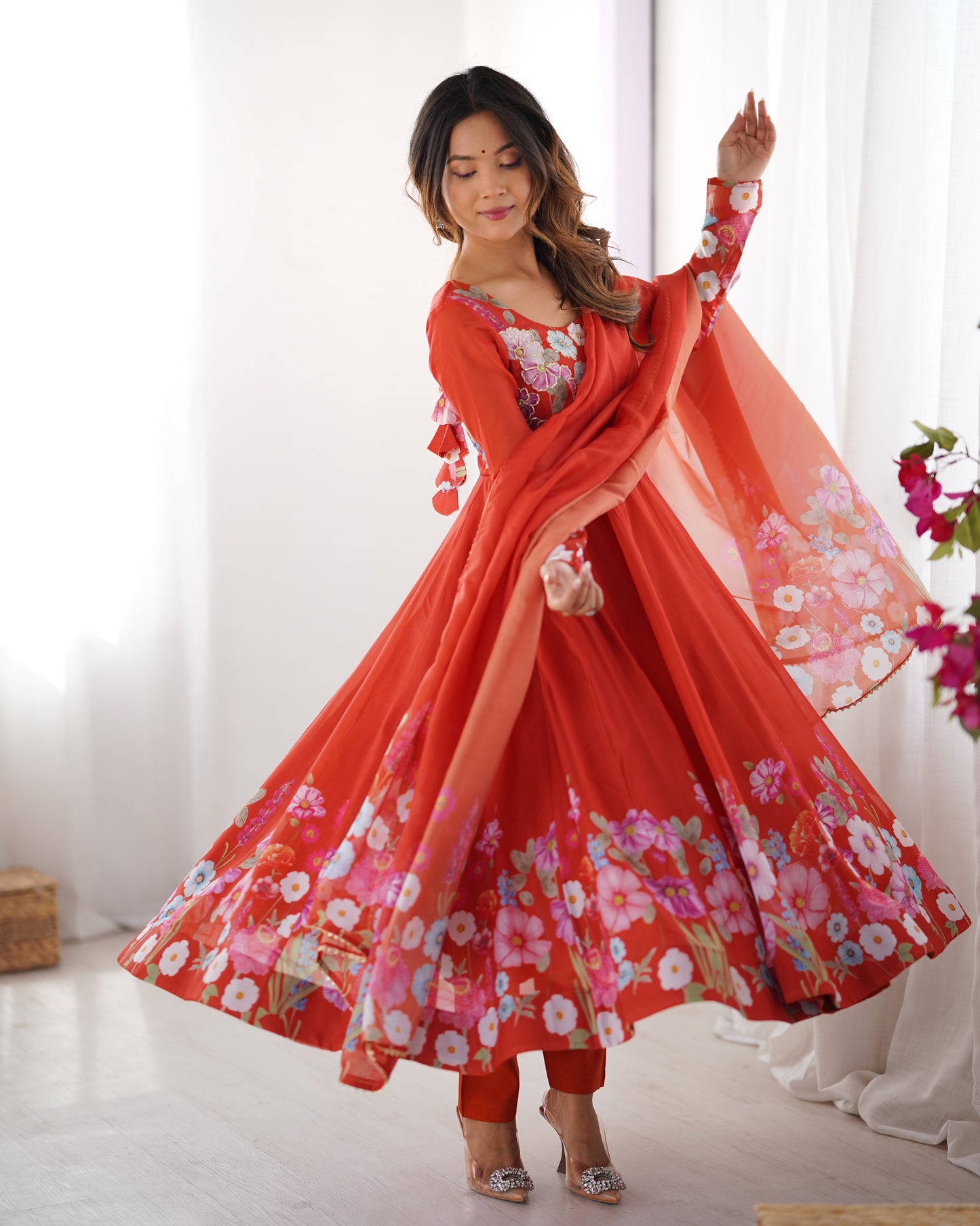 Floral Organza Silk Anarkali Suit Set For Women – Wedding &amp; Festive Collection 🌸