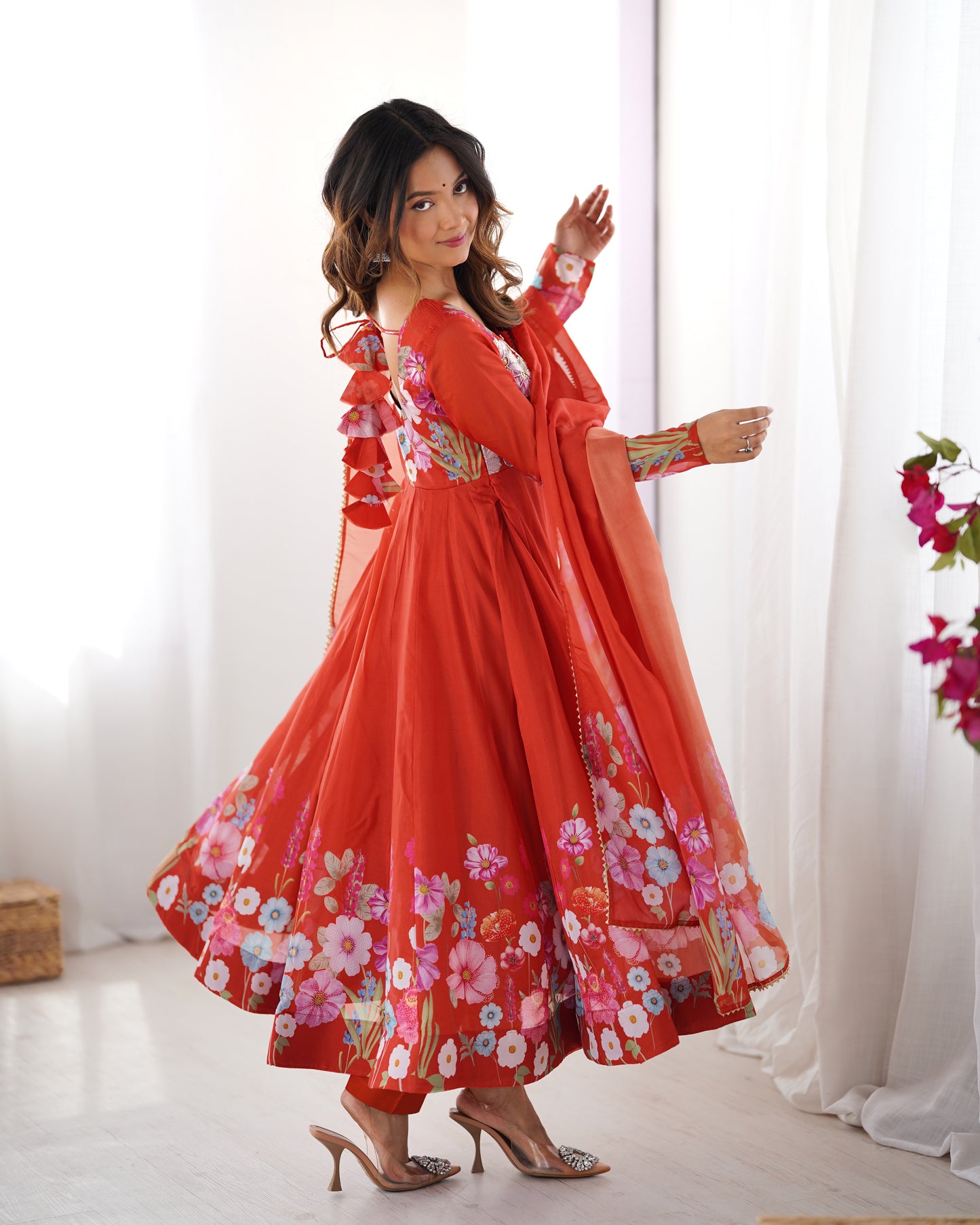 Floral Organza Silk Anarkali Suit Set For Women – Wedding &amp; Festive Collection 🌸