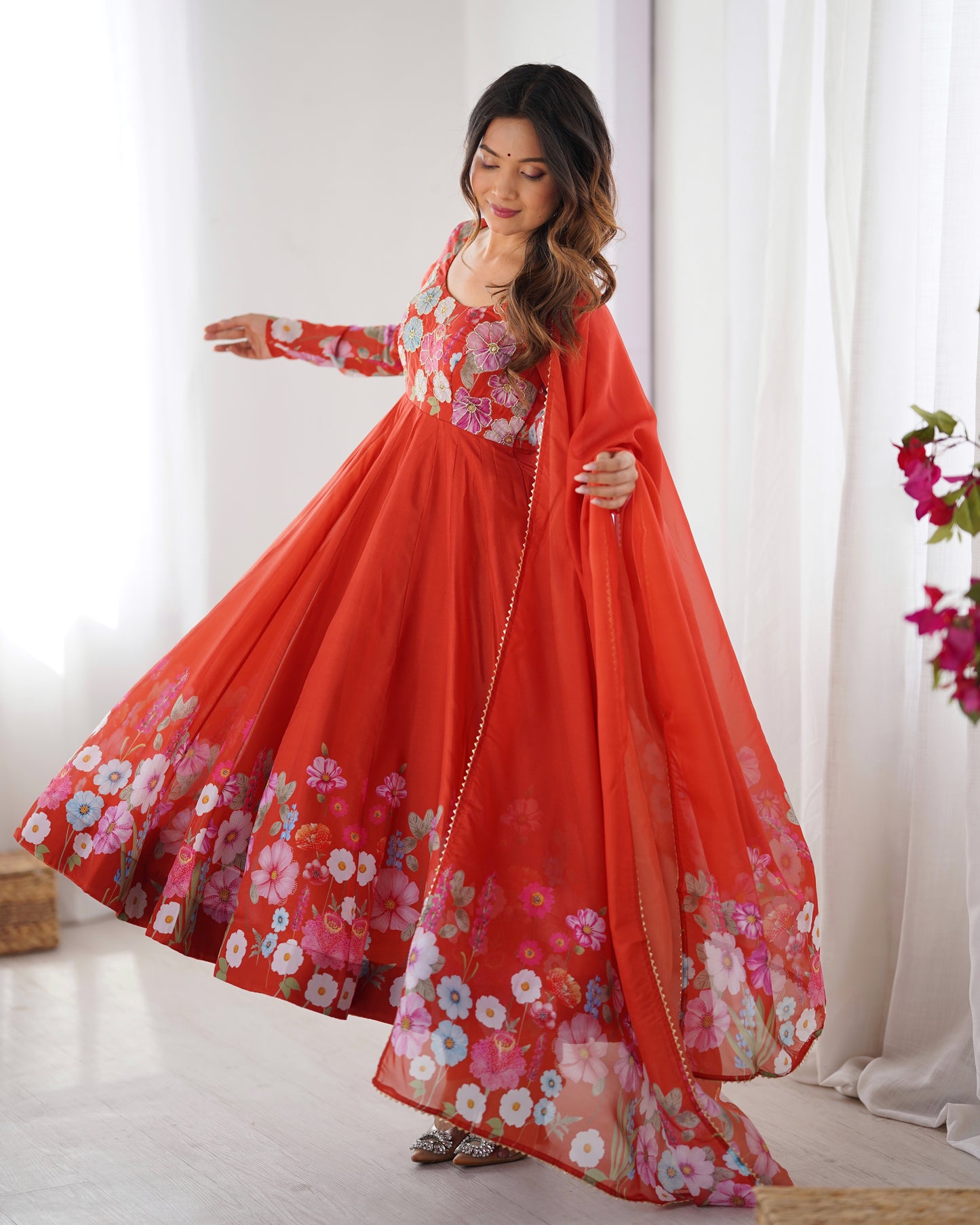 Floral Organza Silk Anarkali Suit Set For Women – Wedding &amp; Festive Collection 🌸
