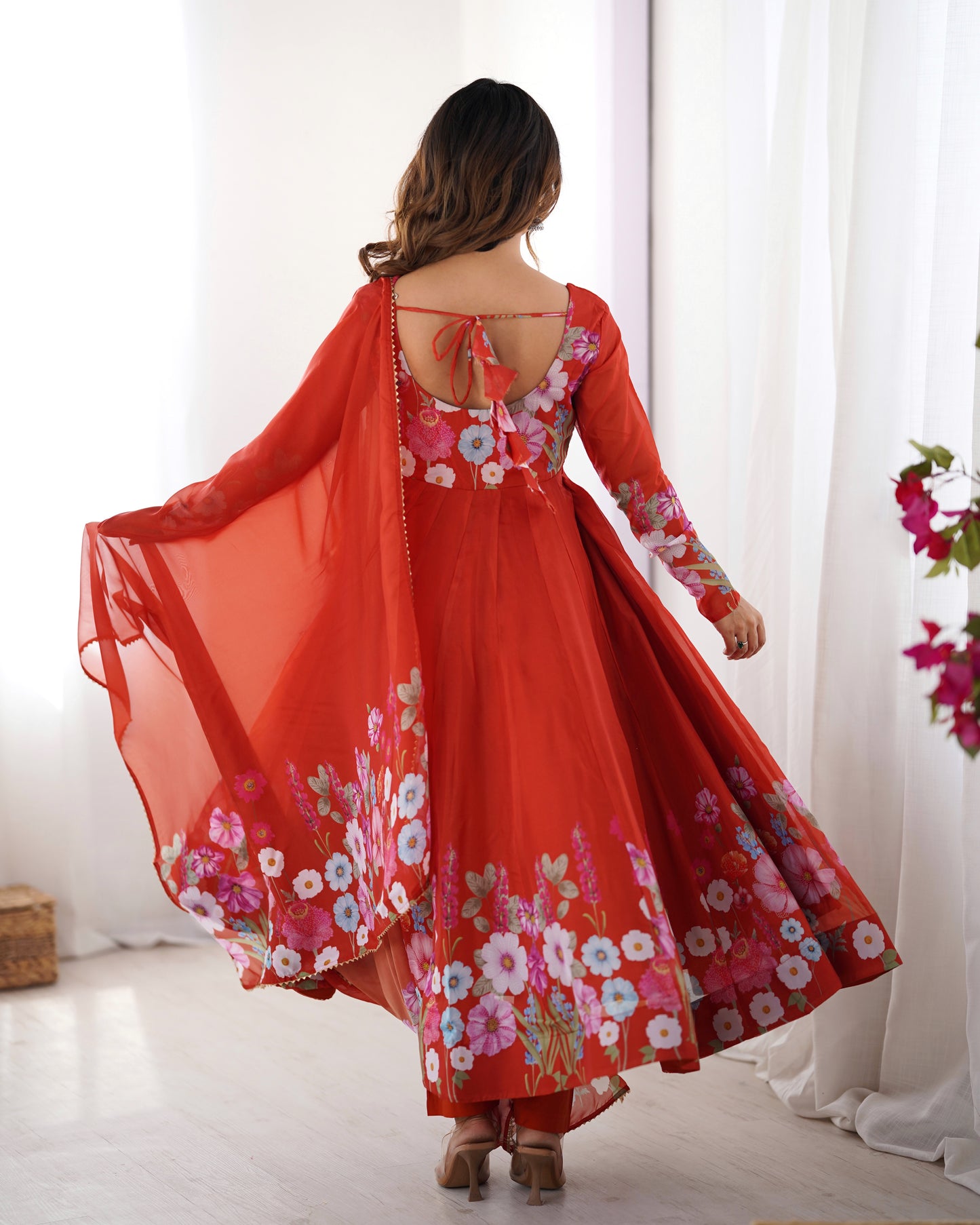 Floral Organza Silk Anarkali Suit Set For Women – Wedding &amp; Festive Collection 🌸