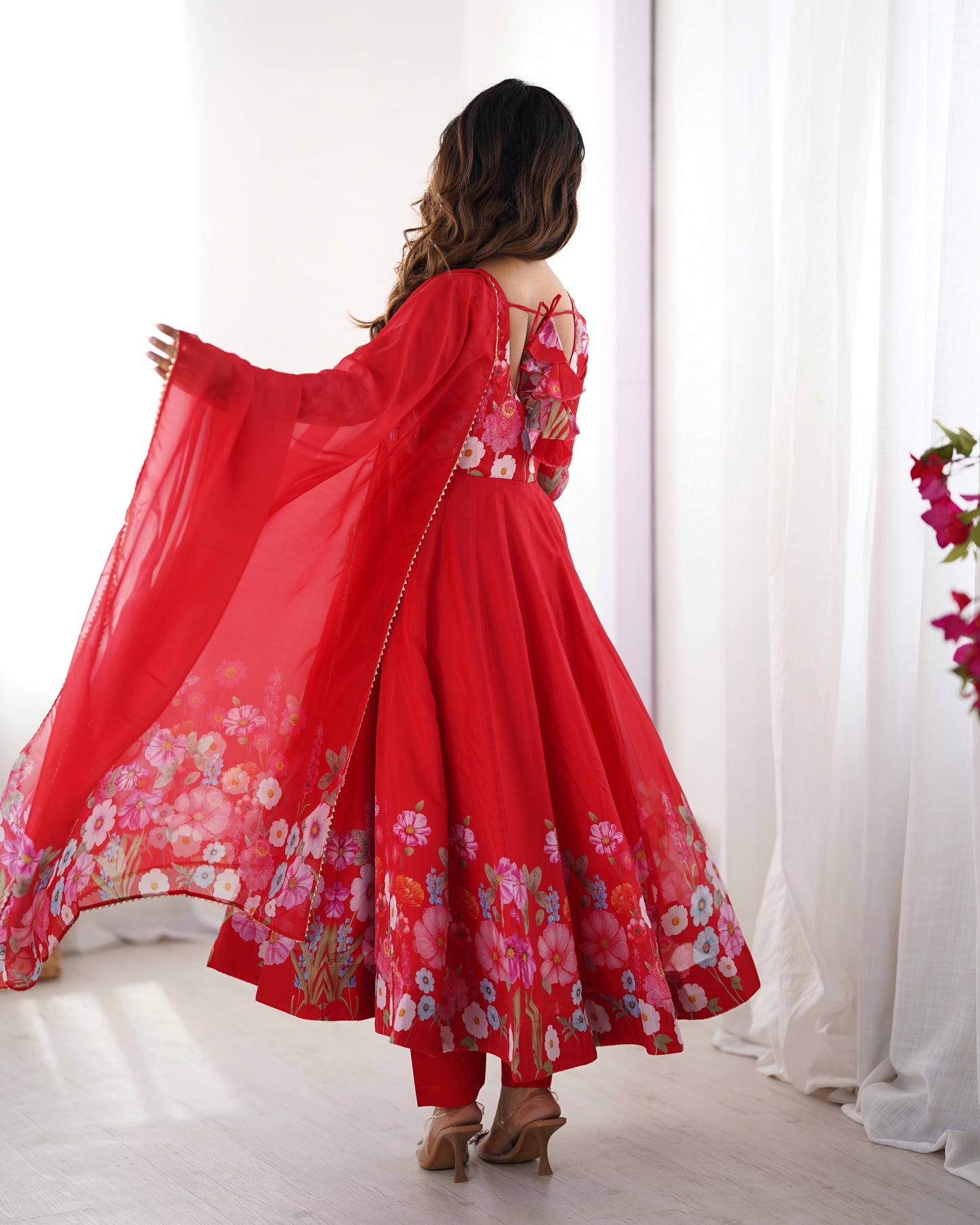 Floral Organza Silk Anarkali Suit Set For Women – Wedding &amp; Festive Collection 🌸