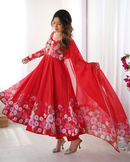 Floral Organza Silk Anarkali Suit Set For Women – Wedding &amp; Festive Collection 🌸