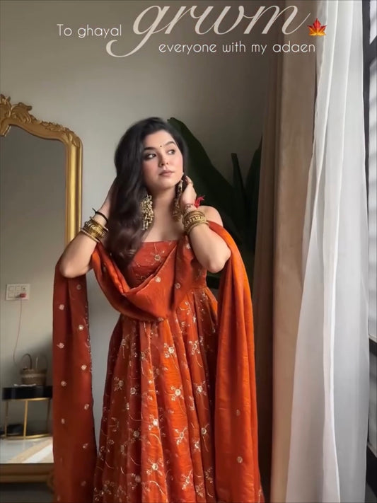 Mehera Kesriya Silk Anarkali Set ✨🌙