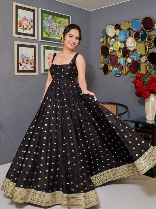 Zareen Silk Partywear Anarkali Set ✨🖤
