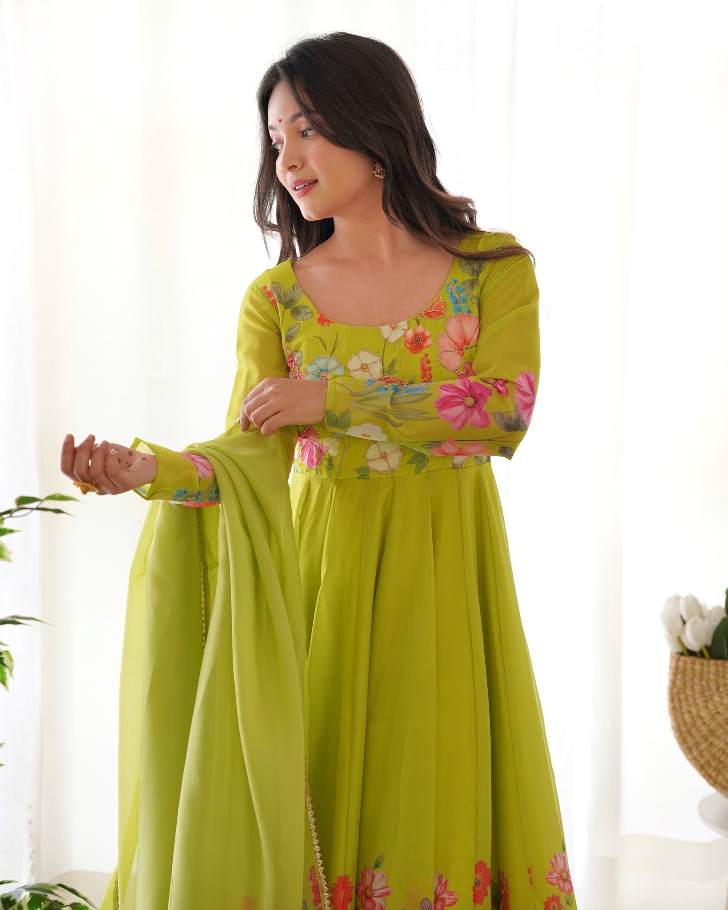 Floral Organza Silk Anarkali Suit Set For Women – Wedding &amp; Festive Collection 🌸