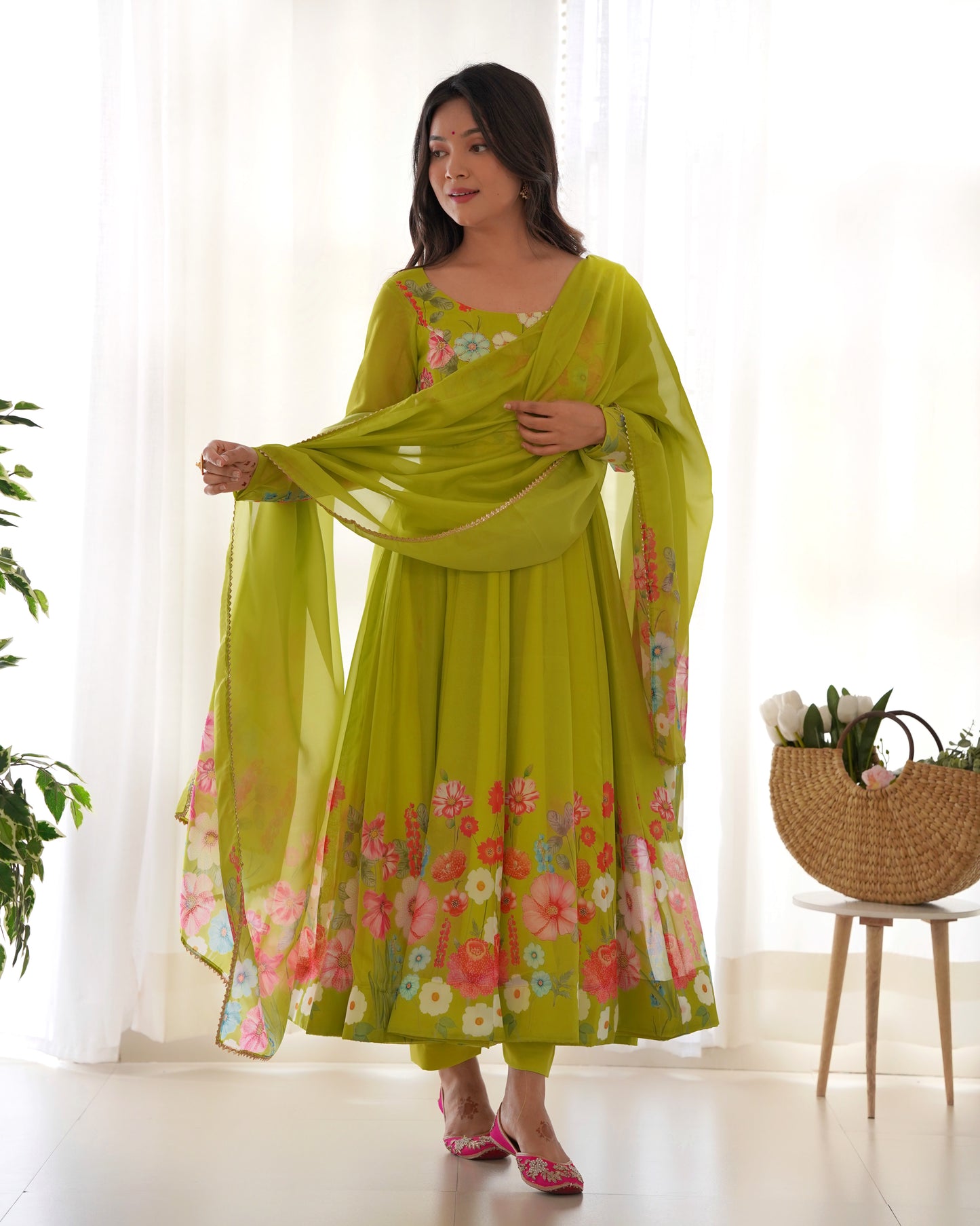 Floral Organza Silk Anarkali Suit Set For Women – Wedding &amp; Festive Collection 🌸