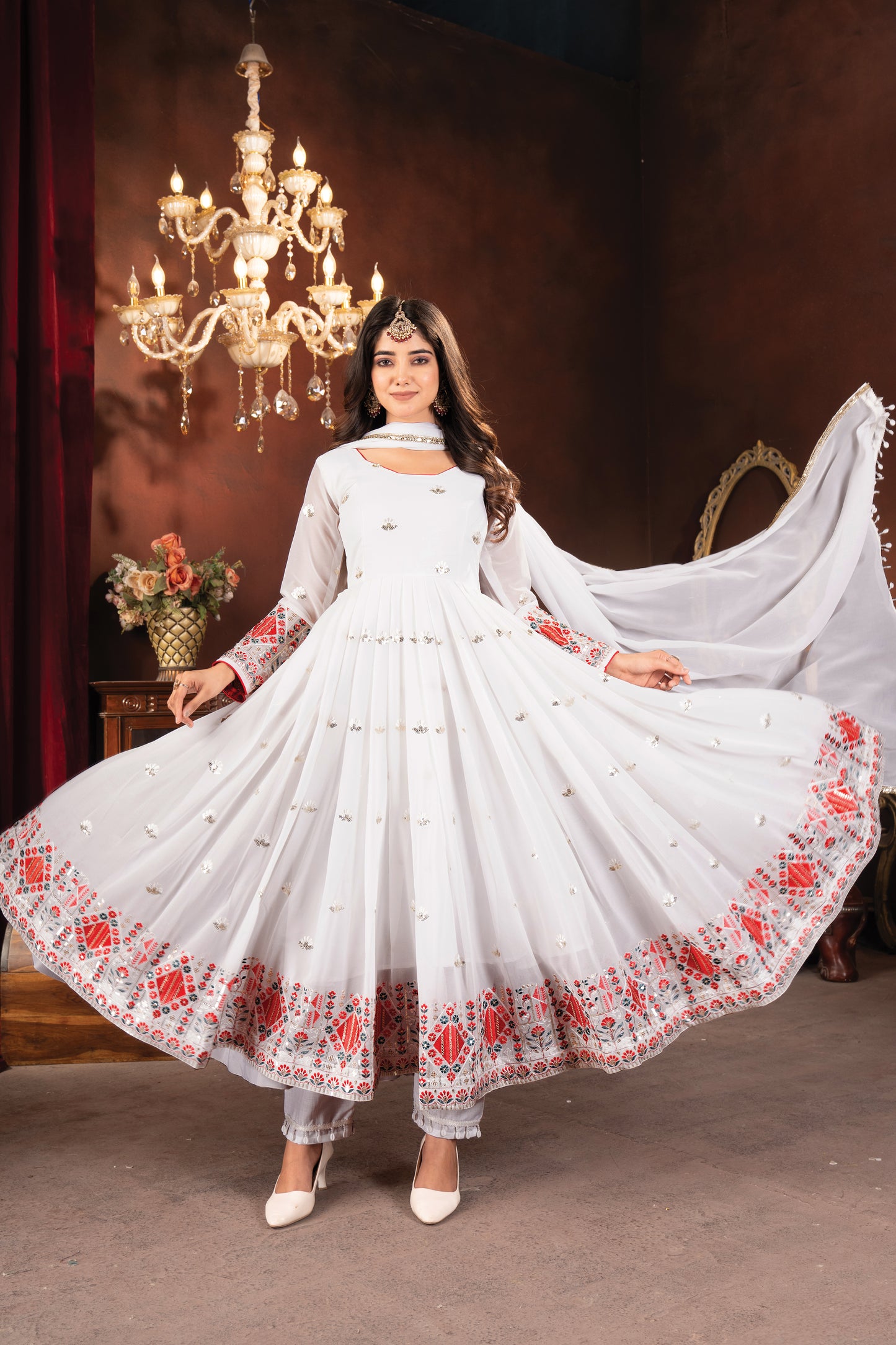 Premium White Anarkali Suit Set ✨