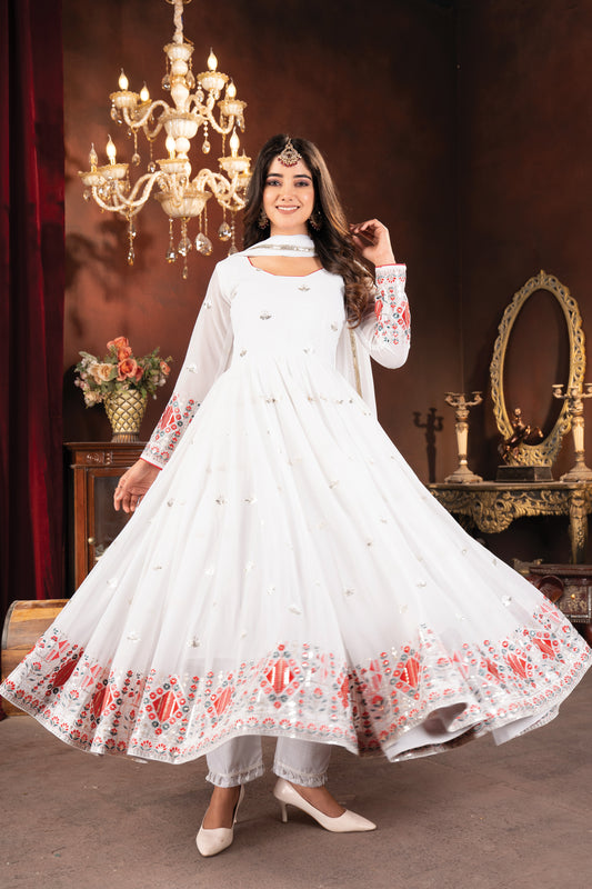 Premium White Anarkali Suit Set ✨