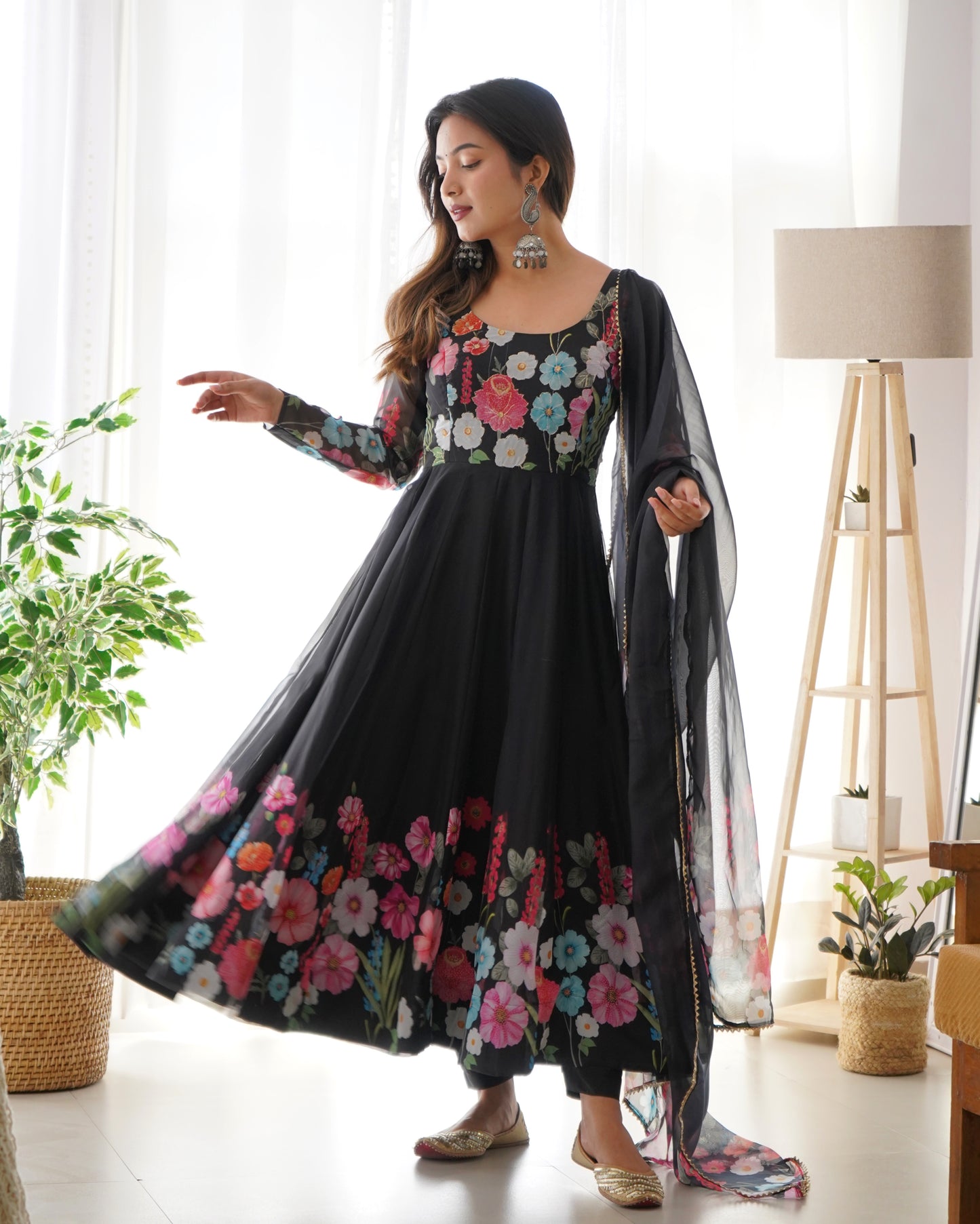 Floral Organza Silk Anarkali Suit Set For Women – Wedding &amp; Festive Collection 🌸