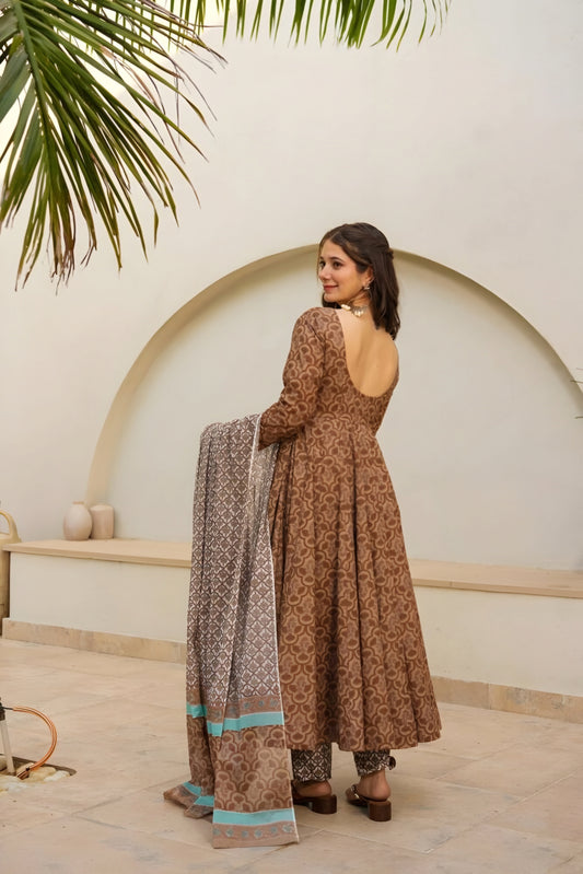 Elegant Digital Print Anarkali Suit Set ✨