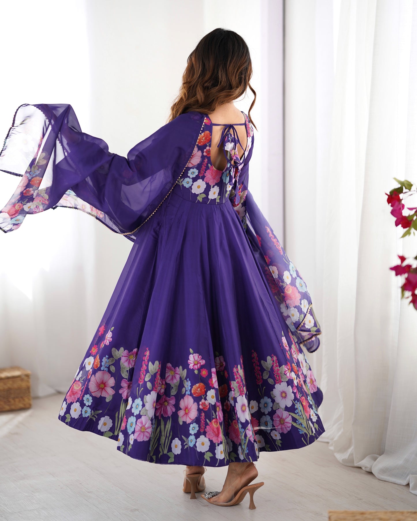 Floral Organza Silk Anarkali Suit Set For Women – Wedding &amp; Festive Collection 🌸