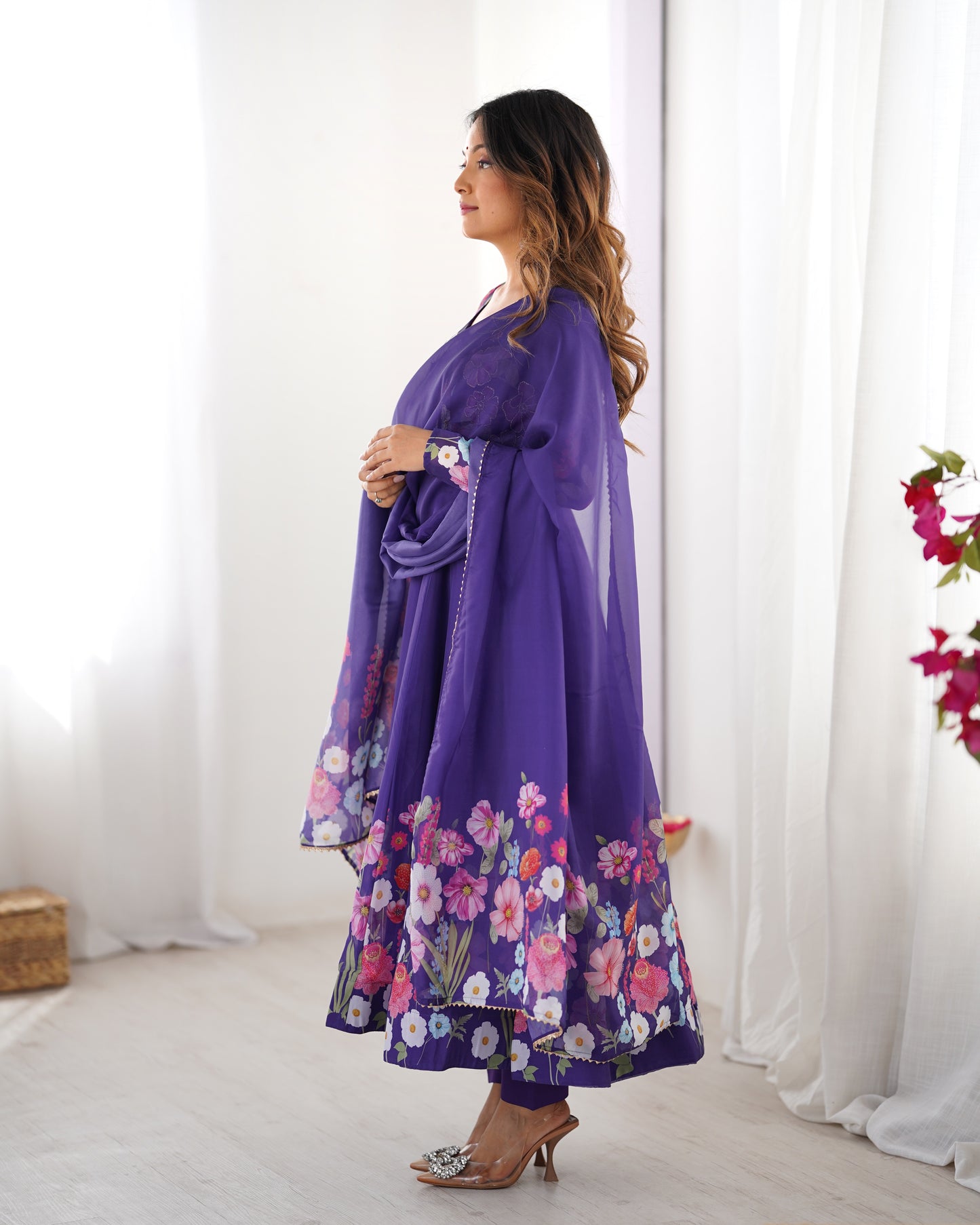 Floral Organza Silk Anarkali Suit Set For Women – Wedding &amp; Festive Collection 🌸