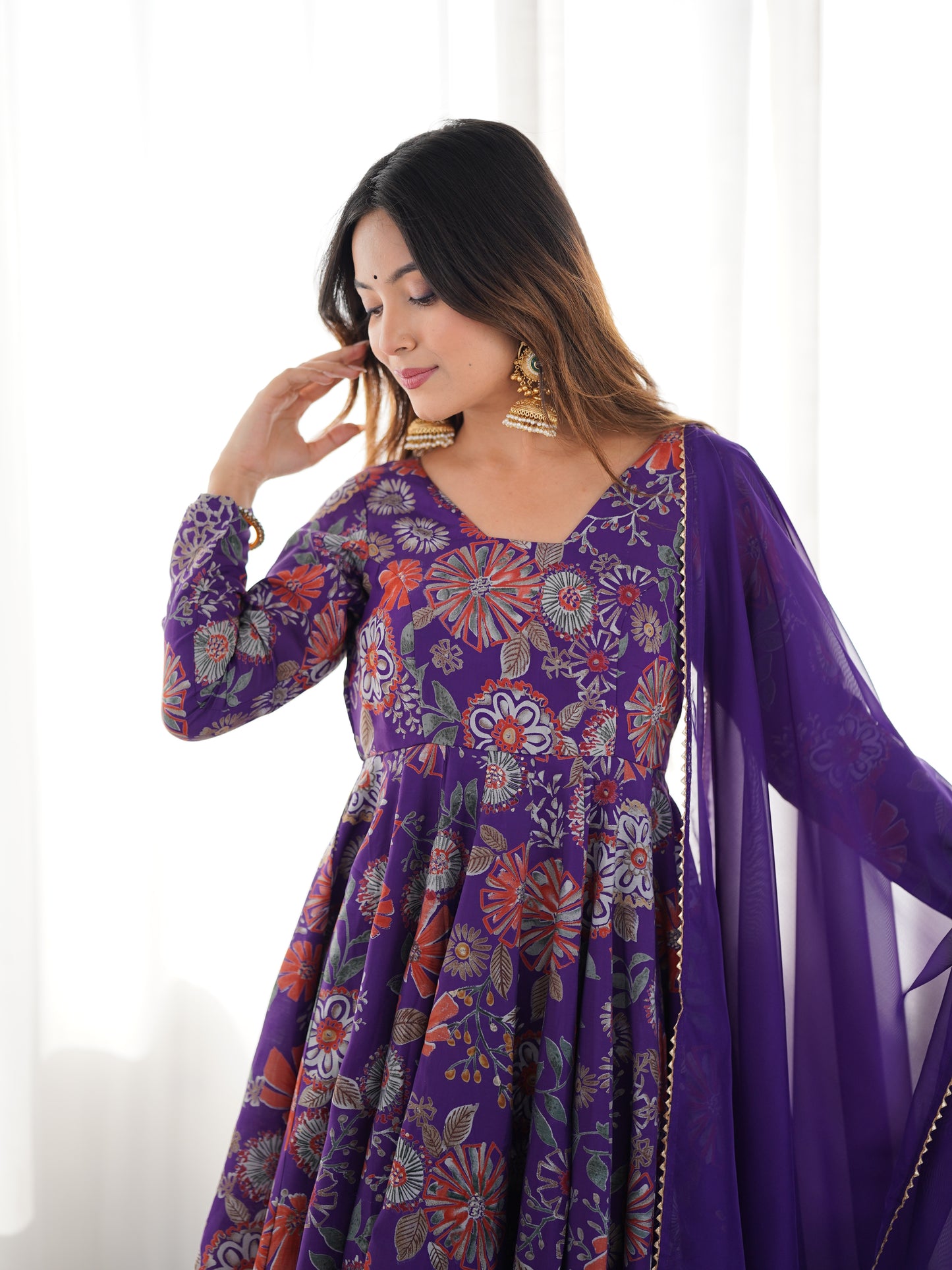 Printed RomanSilk Chanderi Kediya Set – Flared Festive Elegance