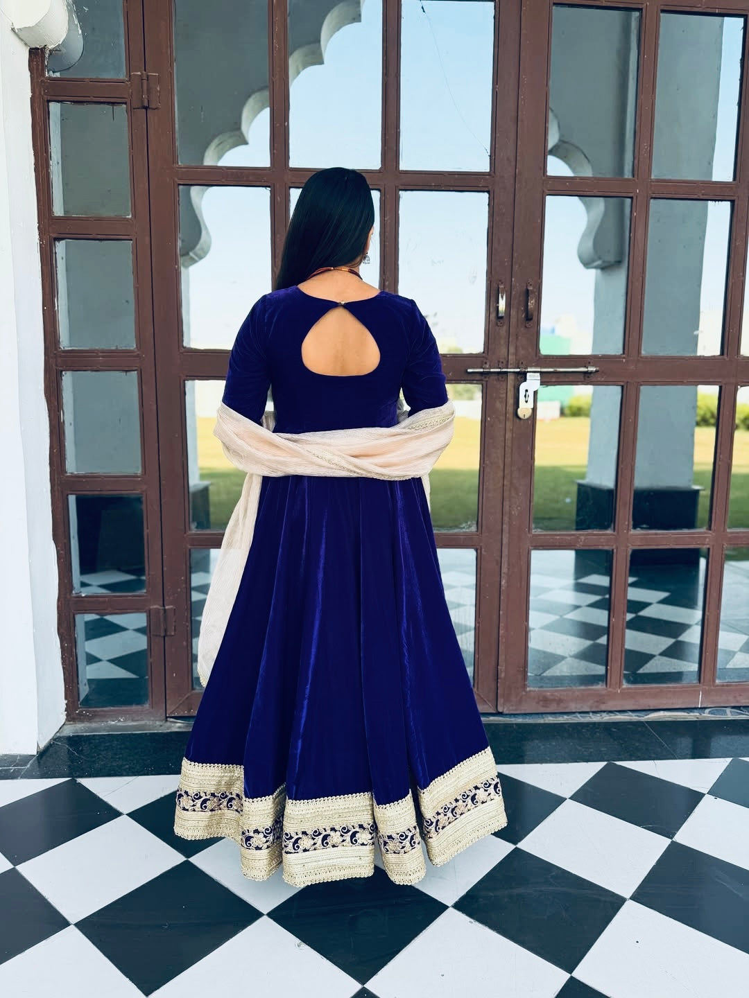Azure Royale Velvet Anarkali Set 💙✨