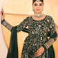 PREMIUM READYMADE DARK GREEN ANARKALI SUIT SET – 3 PIS