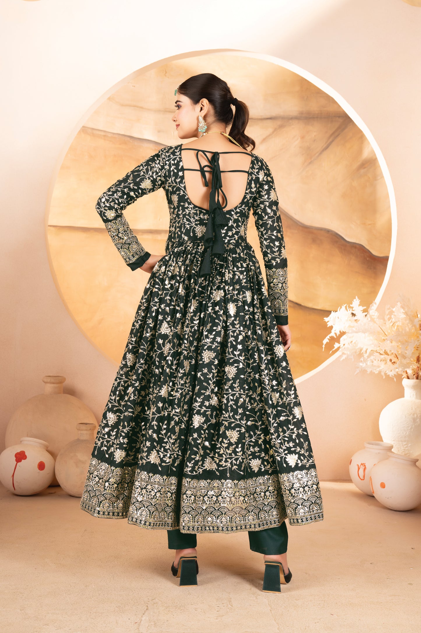 Premium Dark Green Anarkali Suit Set ✨