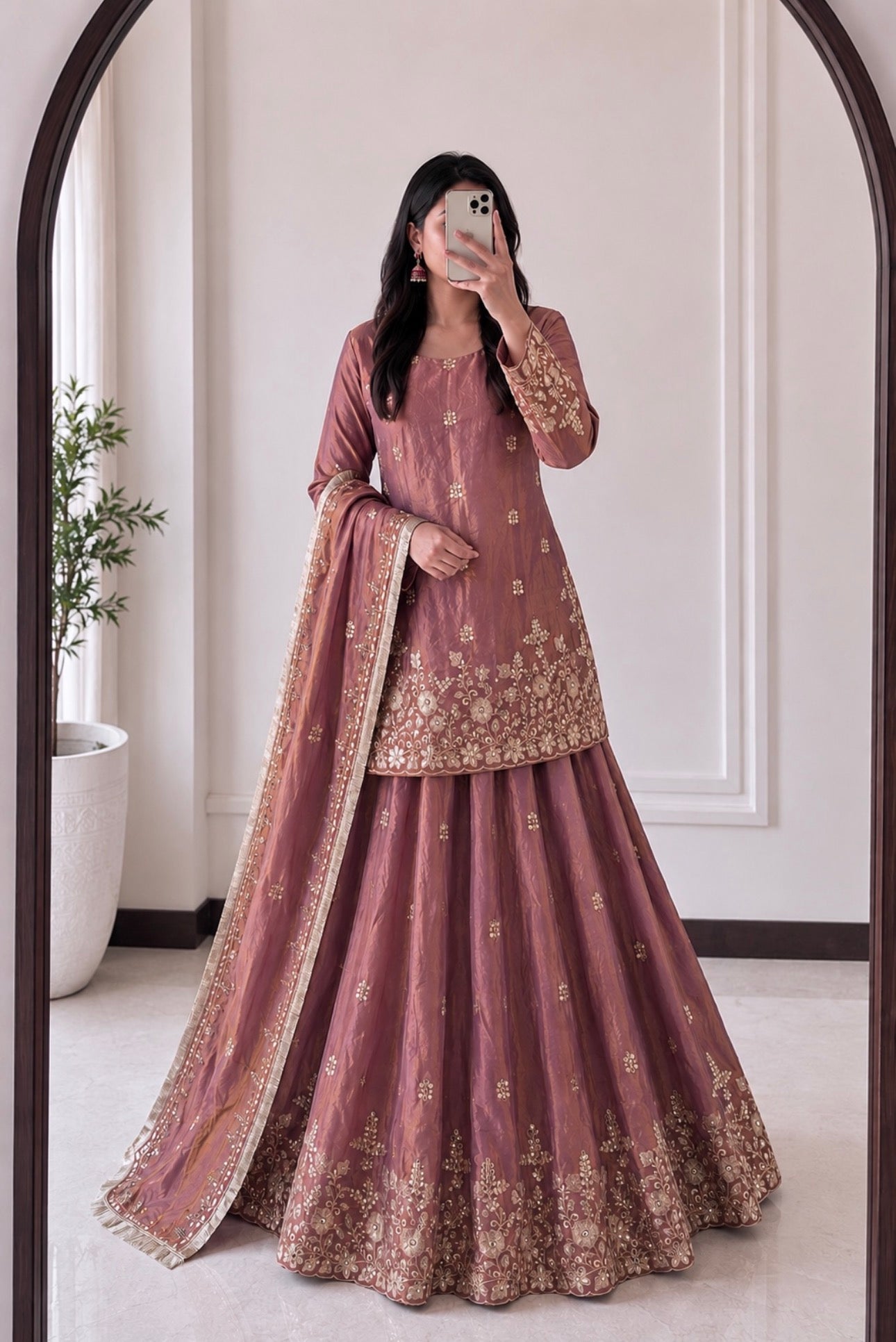 Two Tone Fandy Silk Embroidered Lehenga Set – Designer Party Wear Collection