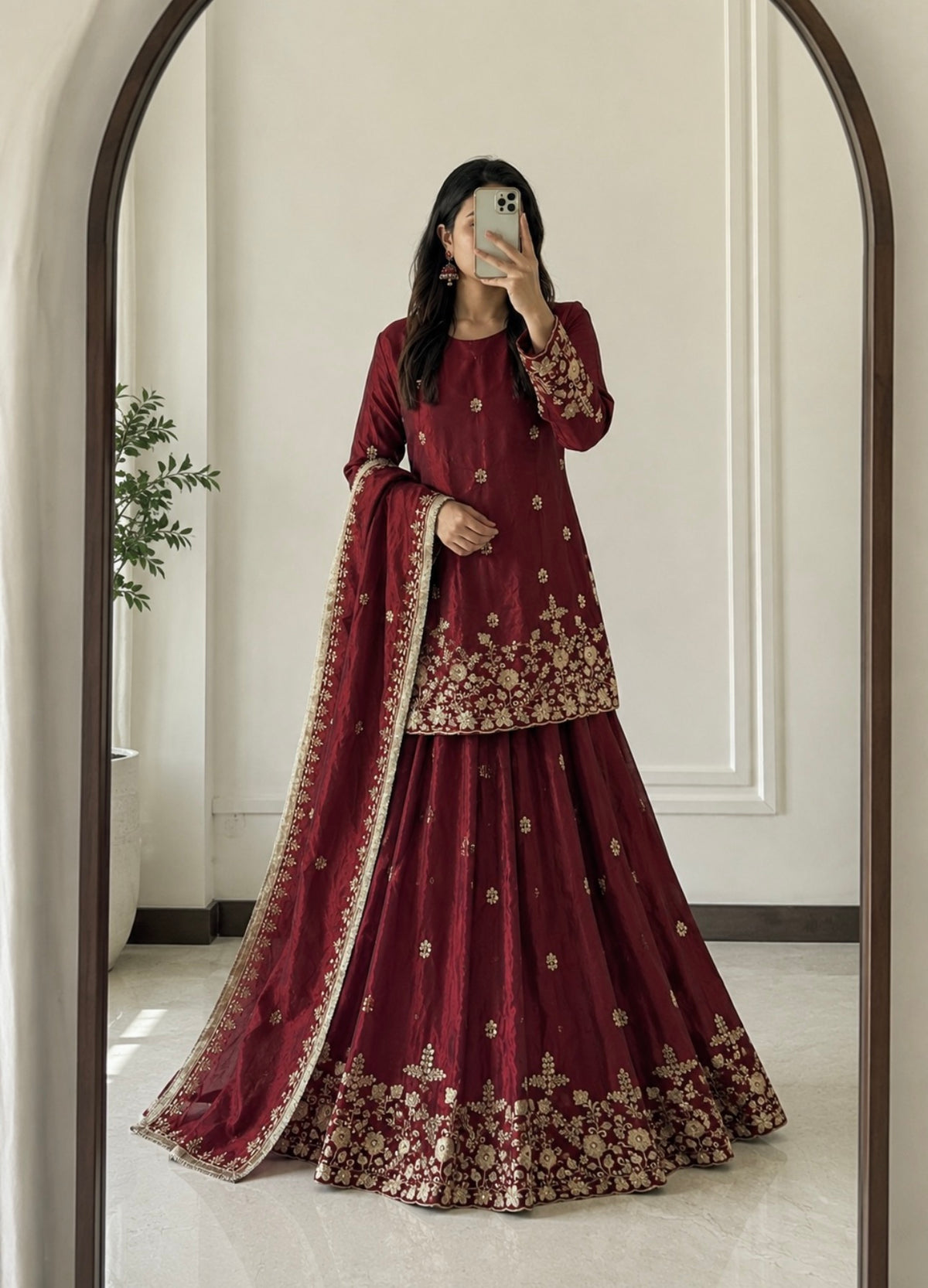 Two Tone Fandy Silk Embroidered Lehenga Set – Designer Party Wear Collection