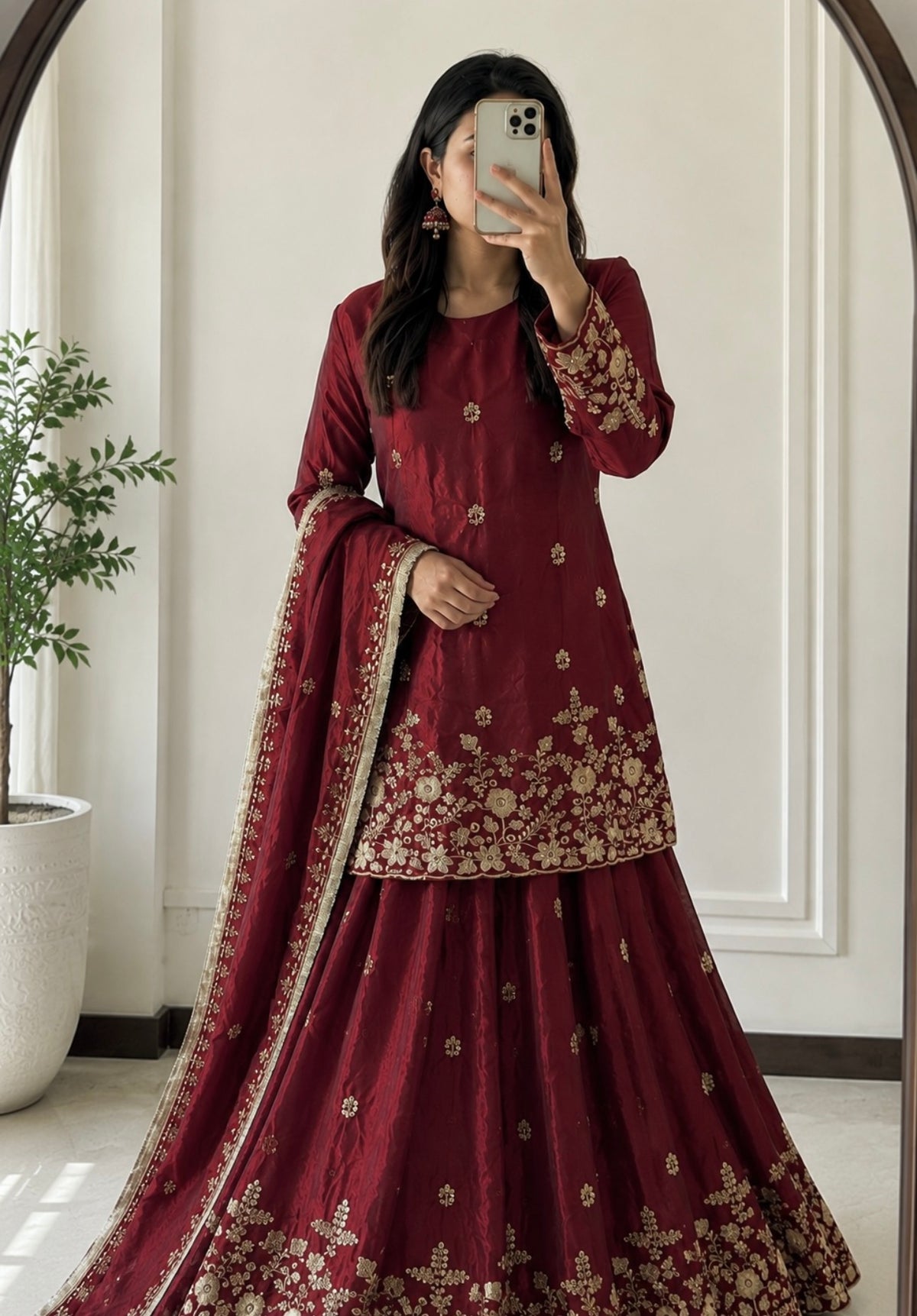 Two Tone Fandy Silk Embroidered Lehenga Set – Designer Party Wear Collection
