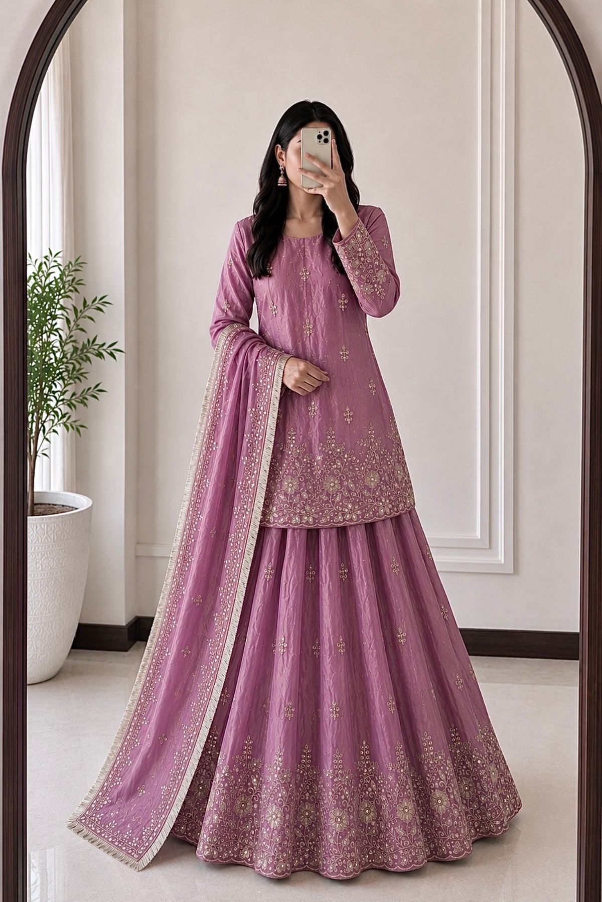 Two Tone Fandy Silk Embroidered Lehenga Set – Designer Party Wear Collection