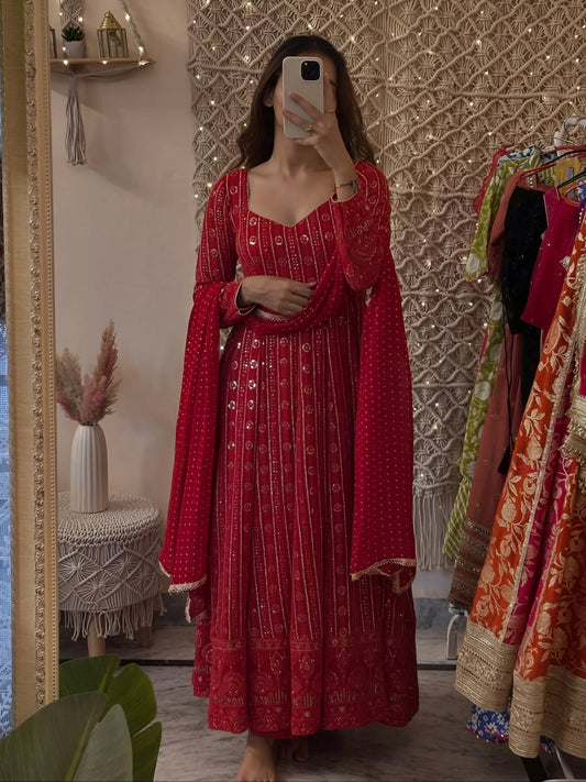 Mehernoor Lakhnavi Anarkali Suit Set ✨🌙