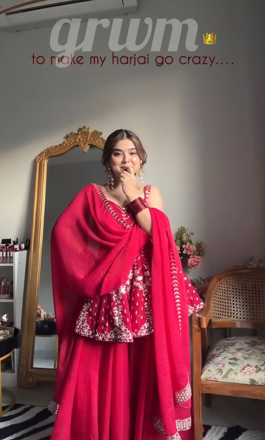 Ruhmeera Pink Slit Sharara Suit Set ✨🌸