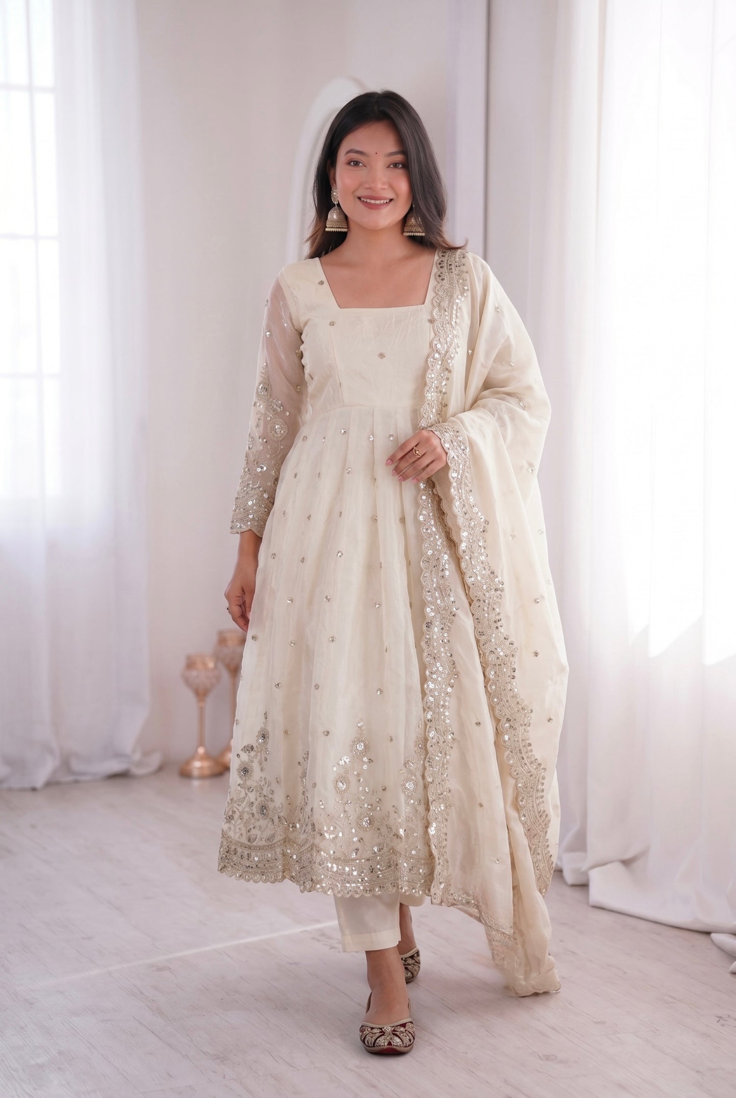 Royal Two Tone Fandy Silk Gown Set – 9 Colour Designer Party Wear