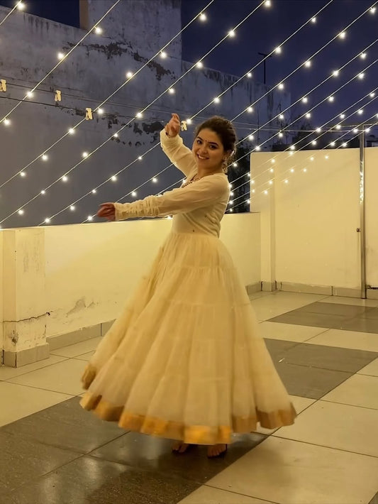Trending Off White Anarkali Suit Set