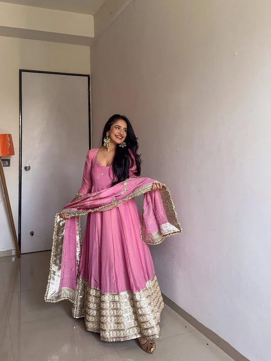 Premium Chinon Silk Anarkali Suit Set ✨