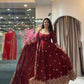 Pearl-Embellished Two Tone Fandy Silk Designer Gown Set
