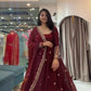 Pearl-Embellished Two Tone Fandy Silk Designer Gown Set
