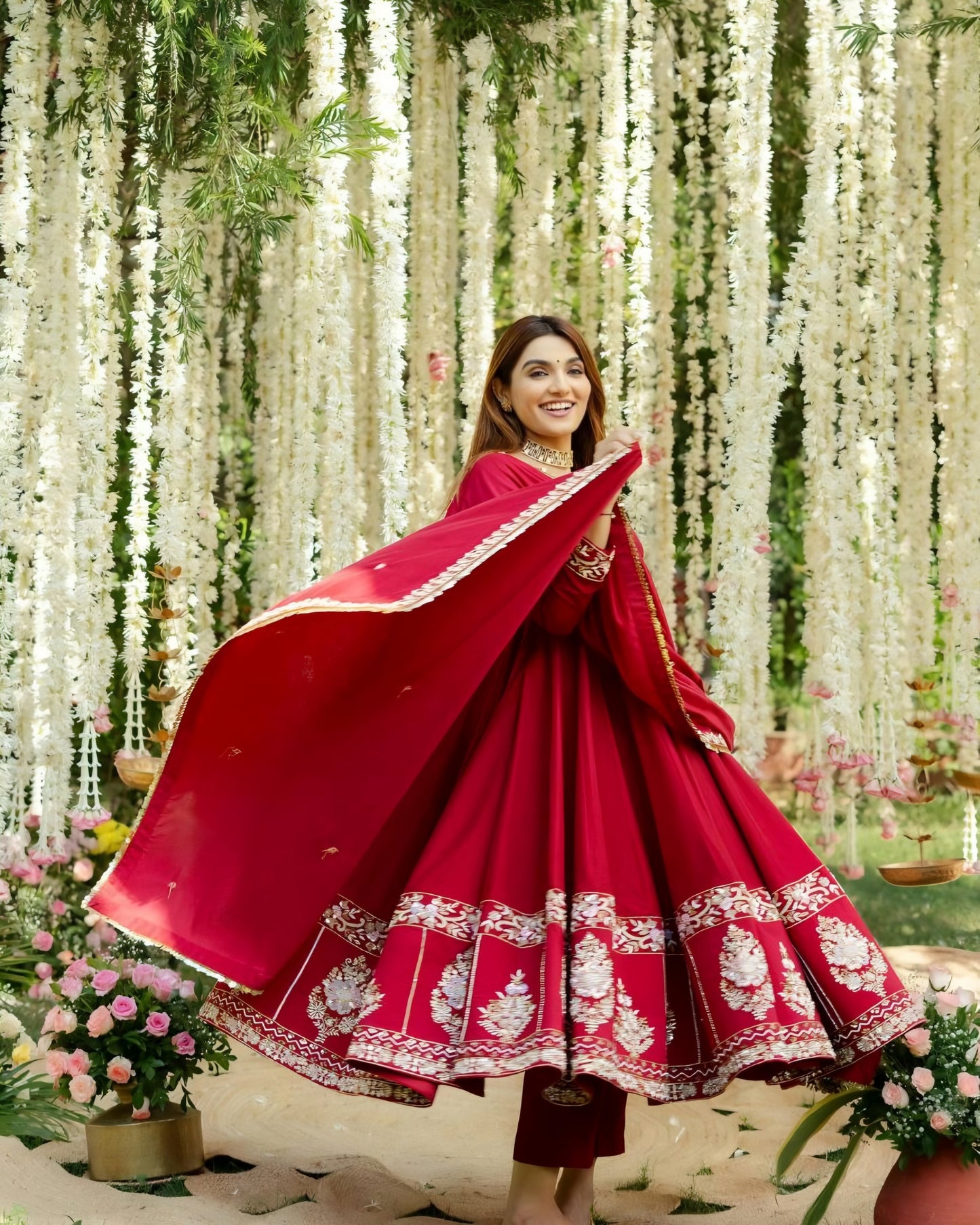 Premium Roman Silk Anarkali Suit Set ✨