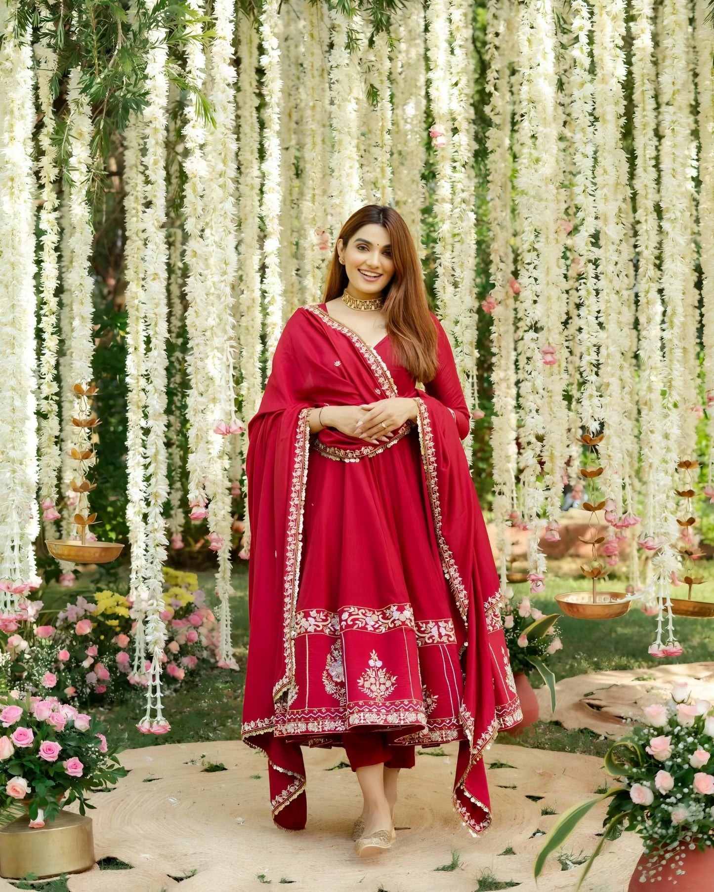 Premium Roman Silk Anarkali Suit Set ✨