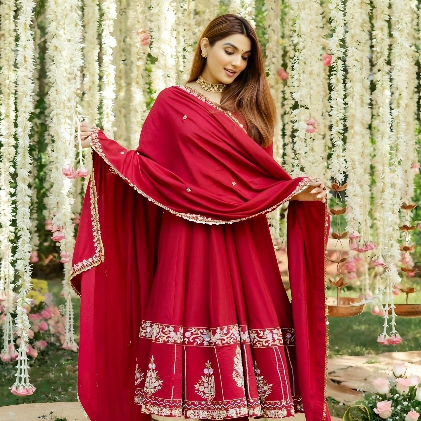 Premium Roman Silk Anarkali Suit Set ✨