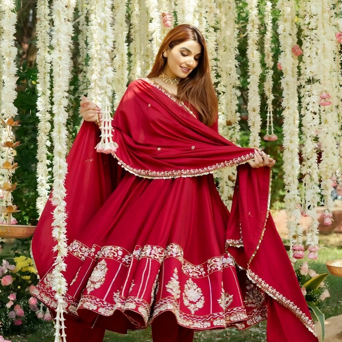 Premium Roman Silk Anarkali Suit Set ✨