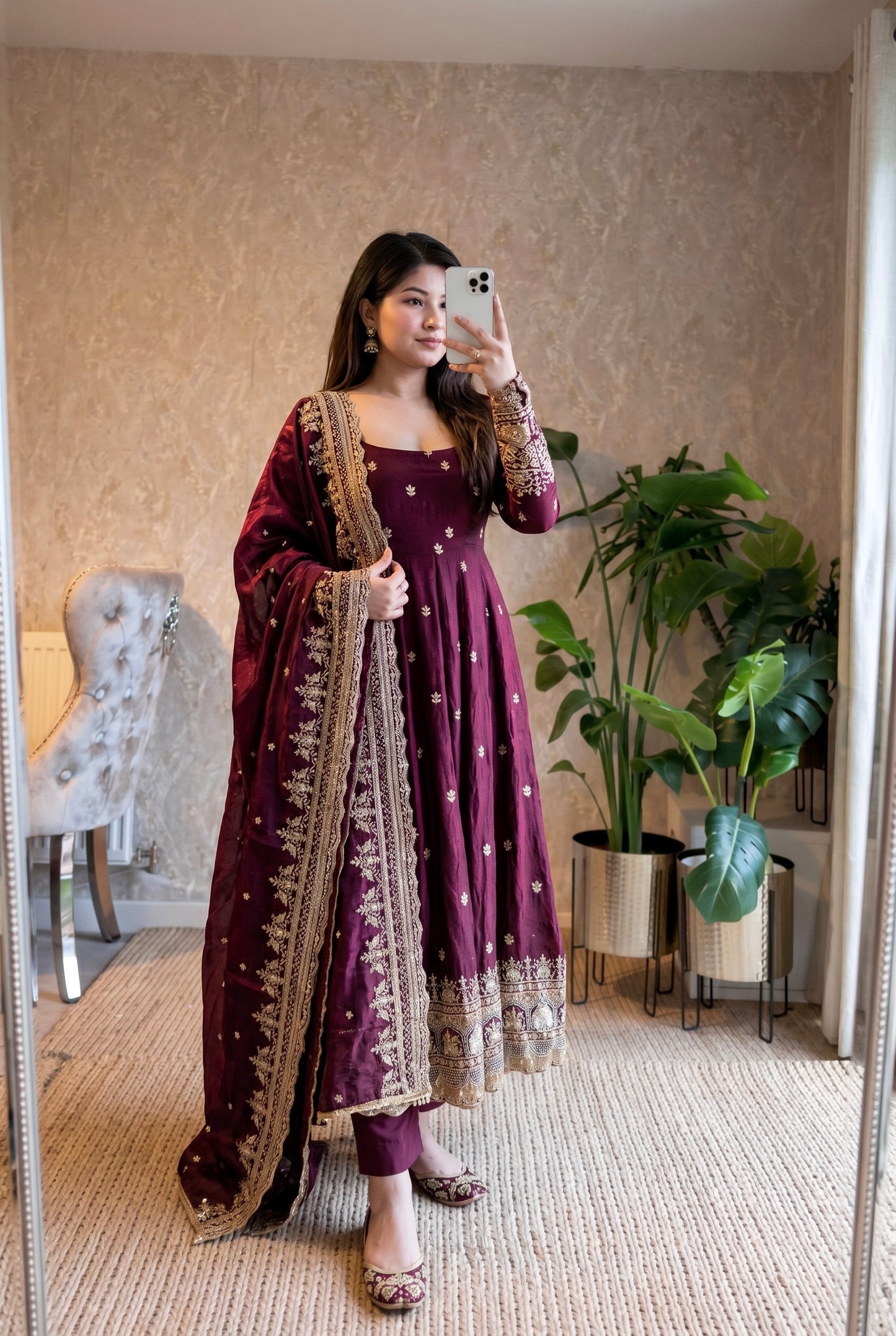17-Colour Heavy Fandy Silk Embroidered Gown Set – Designer Party Wear