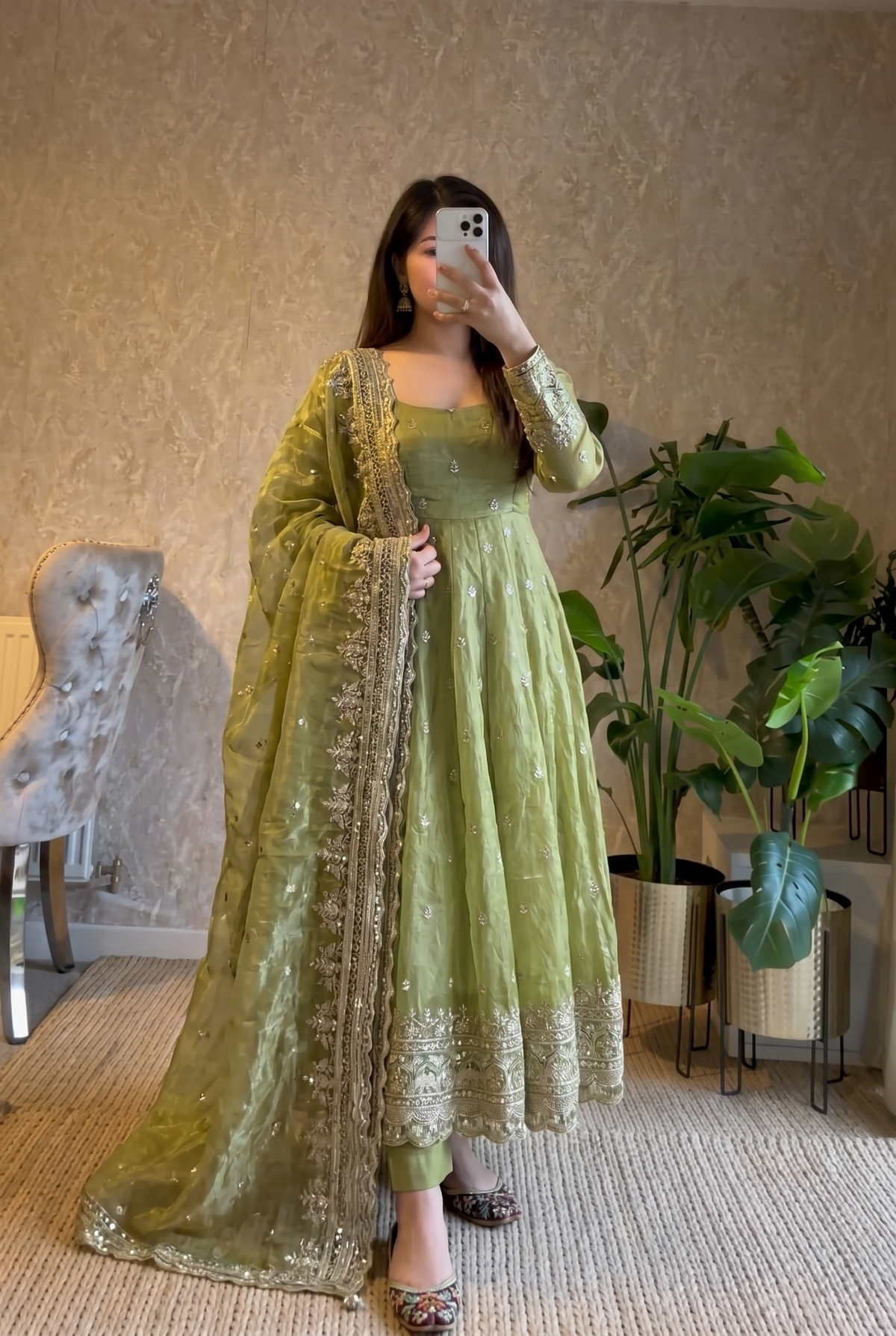 17-Colour Heavy Fandy Silk Embroidered Gown Set – Designer Party Wear