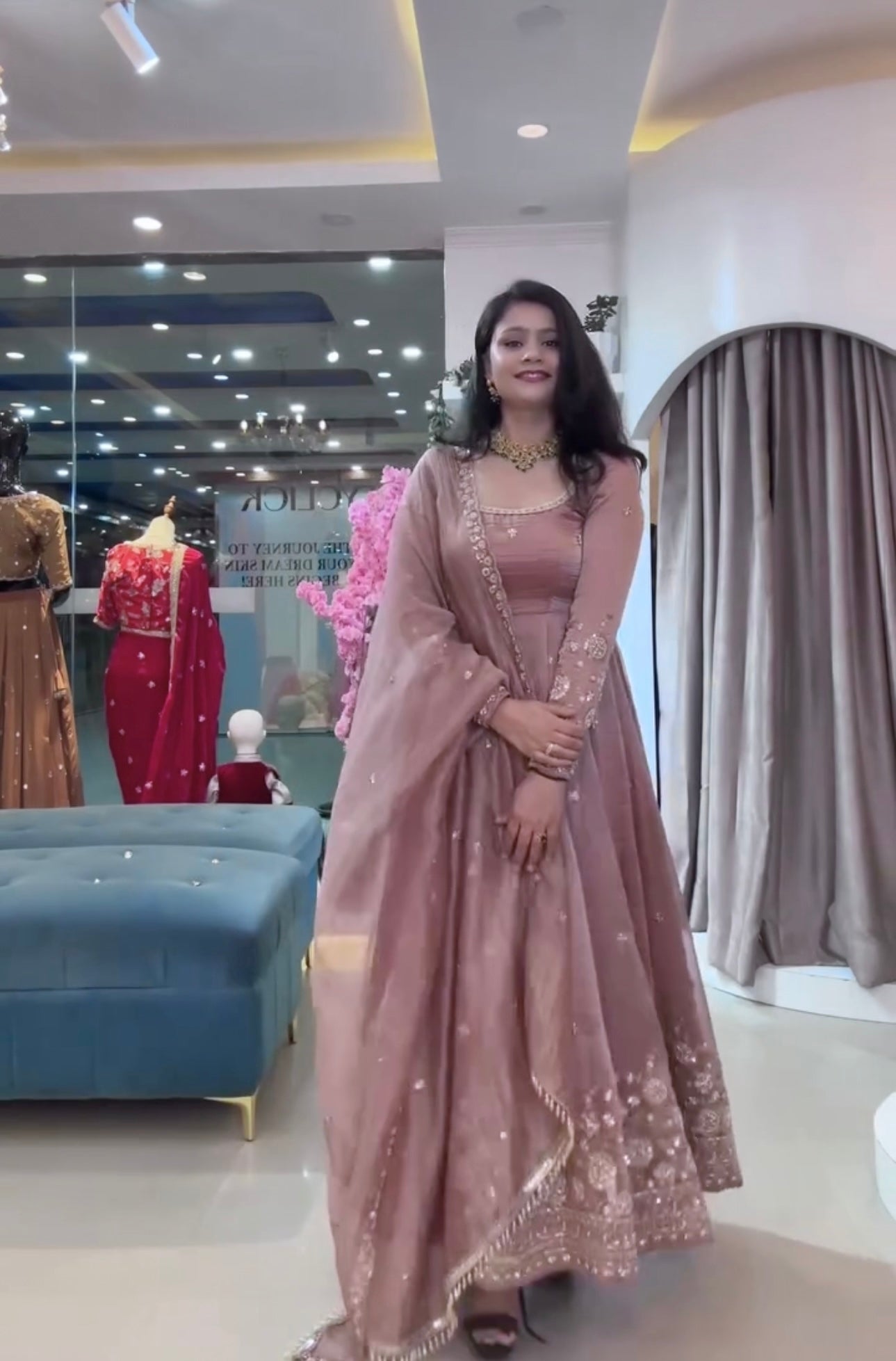 Elegant Heavy Crunchy Silk Gown Set – Embroidered Party Wear Collection