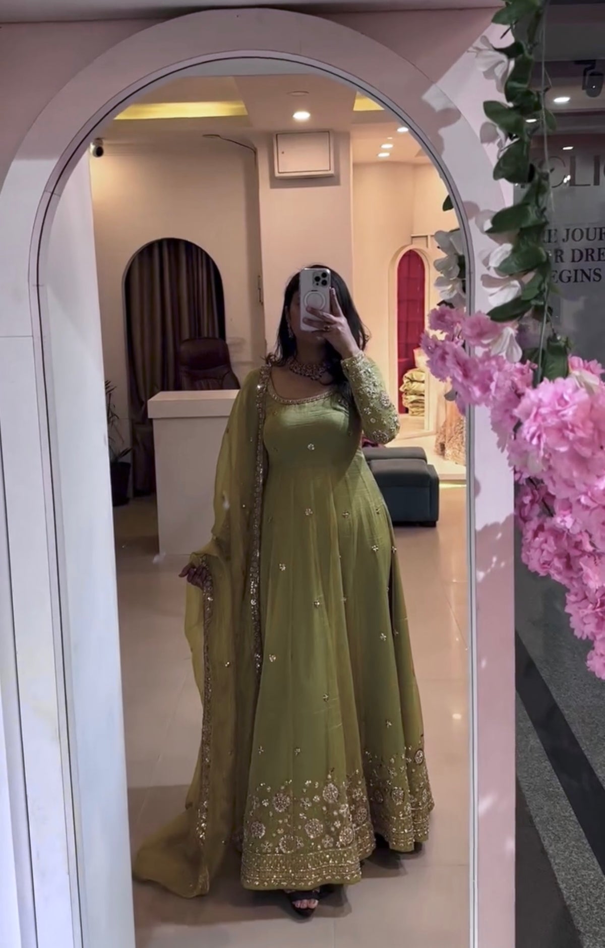 Elegant Heavy Crunchy Silk Gown Set – Embroidered Party Wear Collection