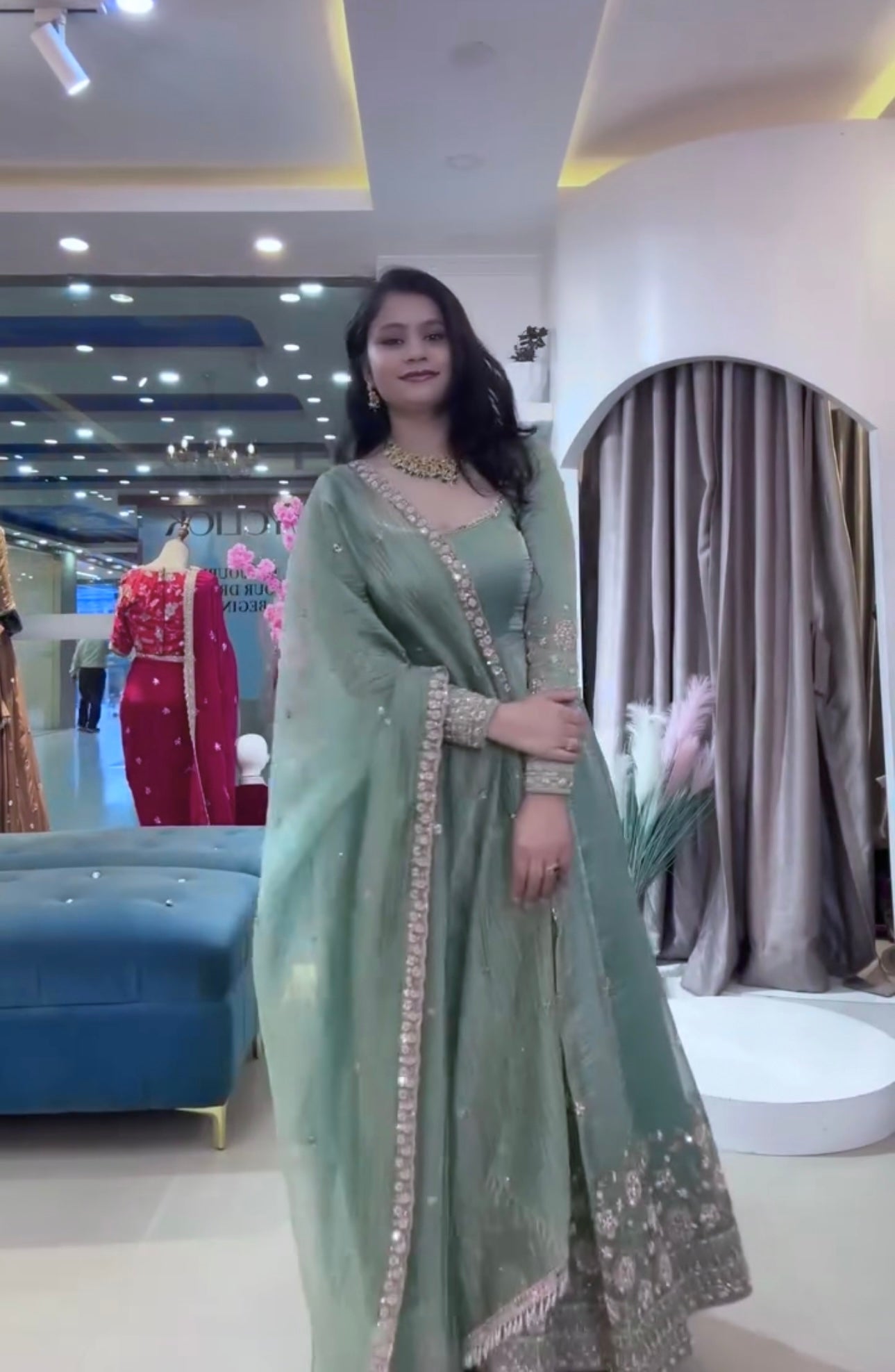 Elegant Heavy Crunchy Silk Gown Set – Embroidered Party Wear Collection