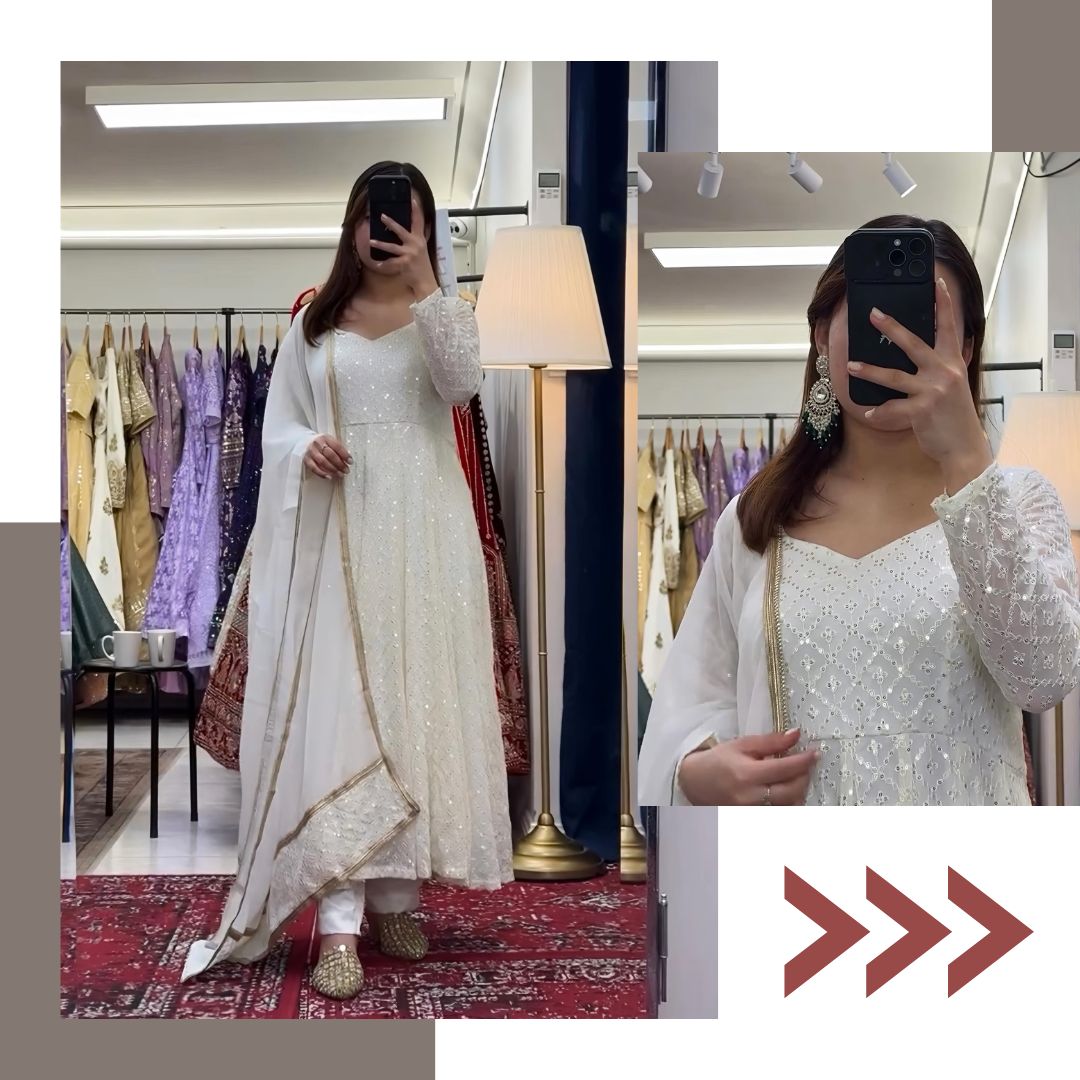Premium Off White Anarkali Suit Set ✨
