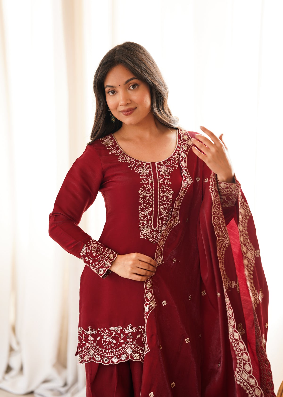 Graceful Glass Roman Silk Farshi Shalwar Suit – Embroidered Festive Collection