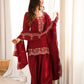 Graceful Glass Roman Silk Farshi Shalwar Suit – Embroidered Festive Collection