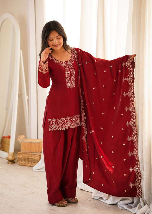 Graceful Glass Roman Silk Farshi Shalwar Suit – Embroidered Festive Collection
