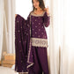 Royal Glass Roman Silk Farshi Shalwar Suit – Sequins &amp; Jari Festive Elegance
