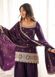 Royal Glass Roman Silk Farshi Shalwar Suit – Sequins &amp; Jari Festive Elegance