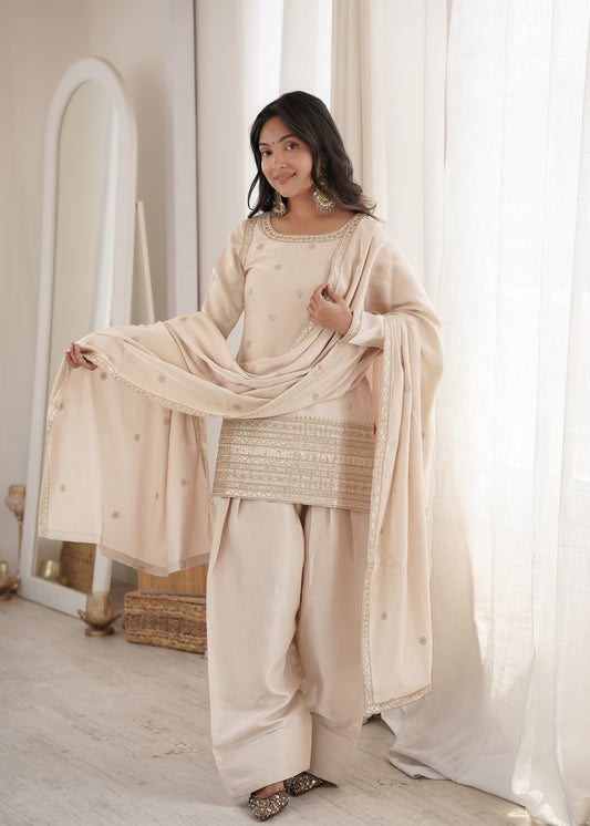 Elegant Glass Roman Silk Farshi Shalwar Suit
