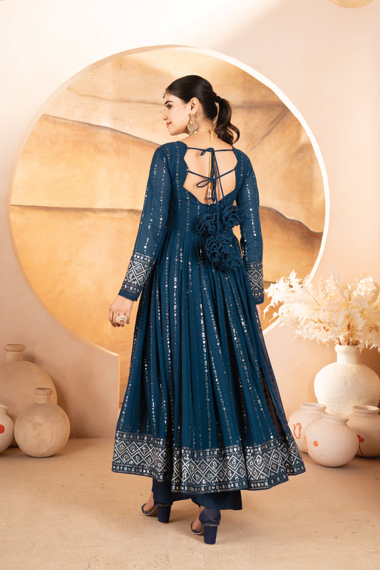 Zareen Rama Blue Anarkali Set 💙✨