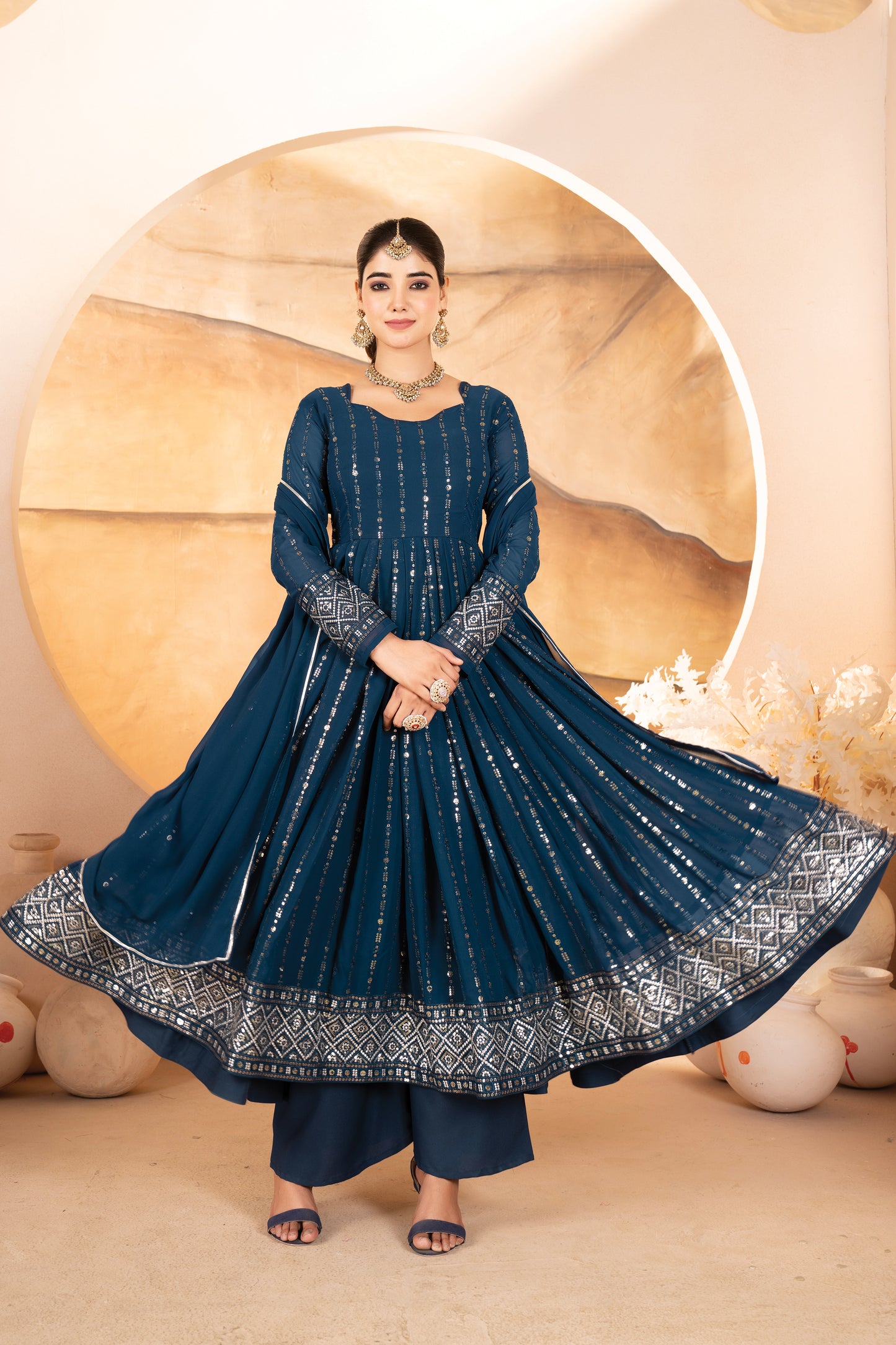Zareen Rama Blue Anarkali Set 💙✨
